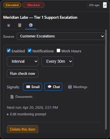 Monitor tab